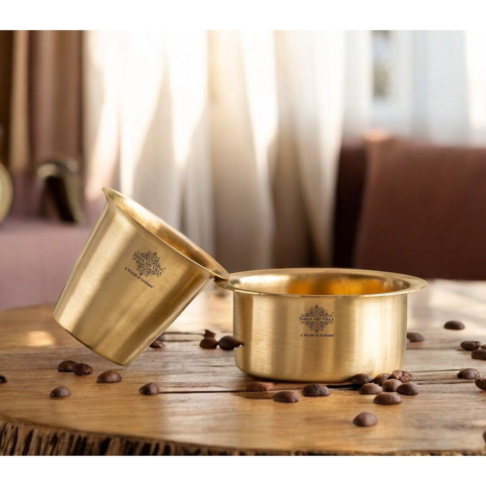 Pure Brass Dabra Set With 290 ML Capacity - Matte Finish